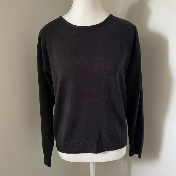 Tina Sweaters - Tina 100% Cashmere Best Quality Scotland Black Crew Neck Classic Sweater Size S